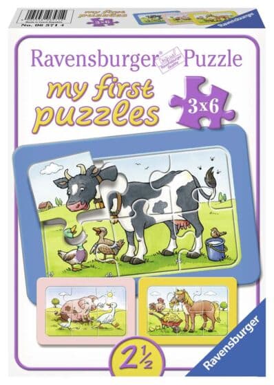 Ravensburger Puslespill 3x6 brikker - Gode dyrevenner