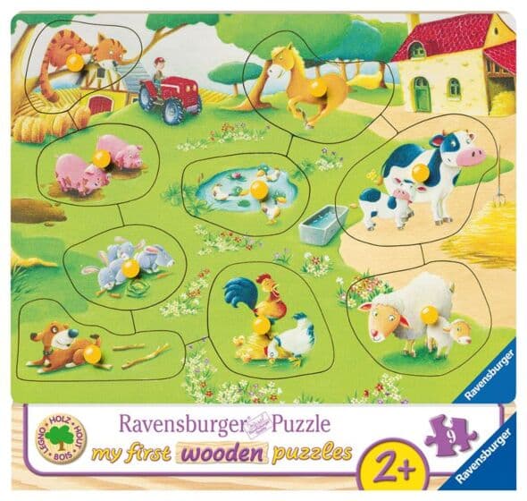 Ravensburger bondegårdsdyr knottepuslespill 9 brikker - puslespill i tre