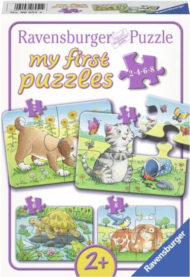 Ravensburger puslespill 2, 4, 6 og 8 brikker - Søte kjæledyr