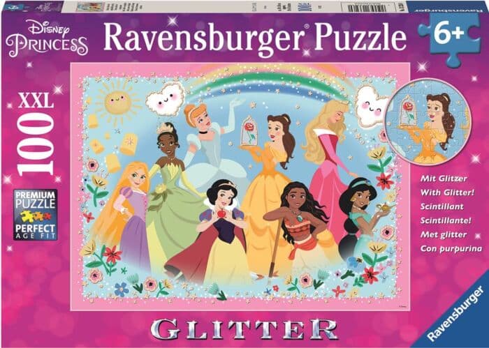 Ravensburger Disney Princess XXL puslespill 100 brikker med glitter - sterk, vakker og modig