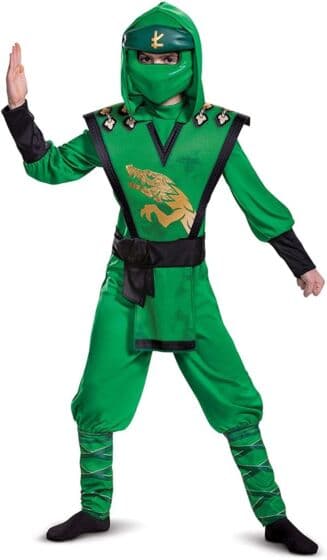 LEGO Ninjago Legacy Lloyd Deluxe kostyme - medium - 7-8 år - heldrakt med maske