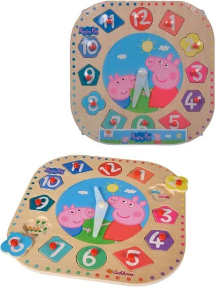 Peppa Gris pusleklokke i tre - lær tall og mengder