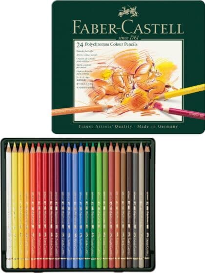 Faber-Castell Polychromos fargeblyanter - 24 farger i metallskrin
