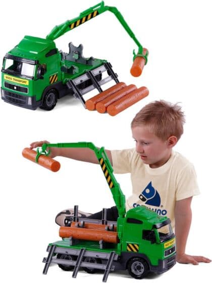 Wader tømmerbil med gripelaster og tømmerstokker - 45 cm lang