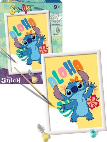 CreArt Aloha Stitch malesett med forhåndstrykt lerret og akrylmaling