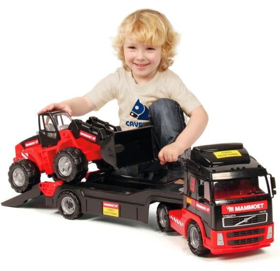Wader Mammoet lastebil med trailer og hjullaster - 80 cm lang