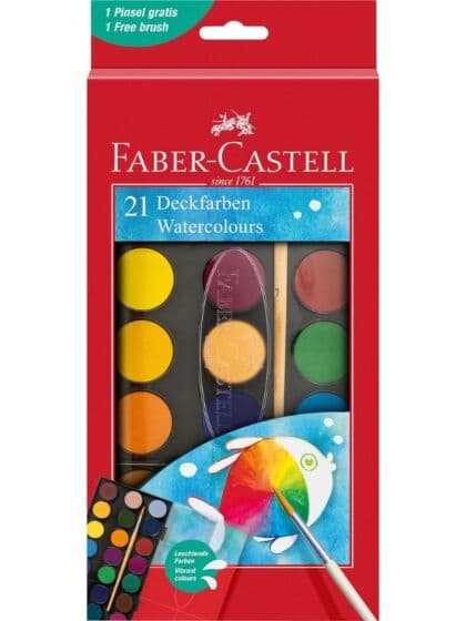 Faber-Castell maleskrin med malepensel og 21 farger vannmaling