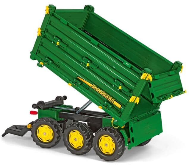 Rolly Toys rollyMulti Trailer: John Deere høy tilhenger med side- og baktipp til tråtraktor