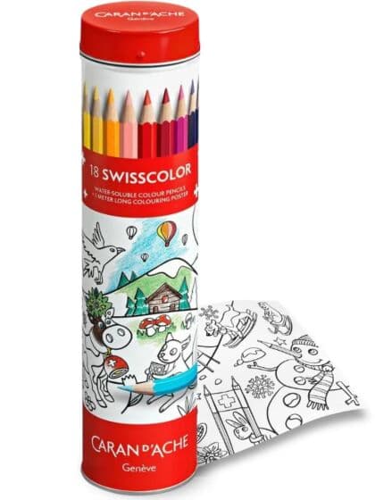 Caran D'Ache Swisscolor akvarell blyanter - 18 farger i rør