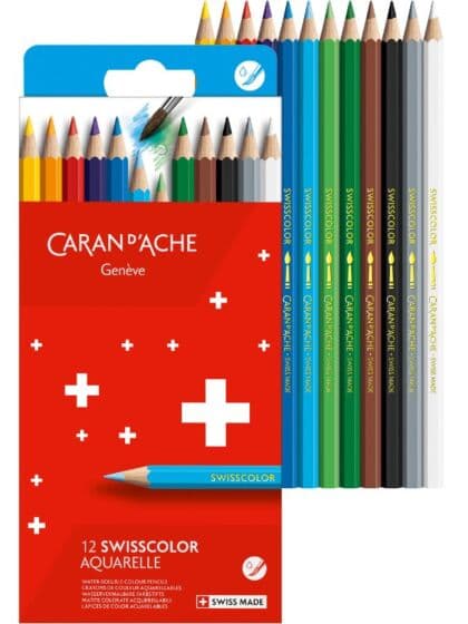 Caran D'Ache Swisscolor akvarell blyanter - 12 farger