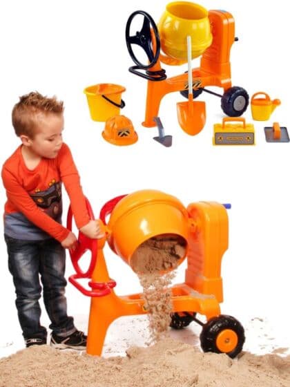 Wader betongsmikser til barn - med hjelm og tilbehør