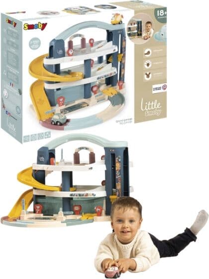 Smoby Little Smoby garasje med kjørebane og 2 kjøretøy - passer fra 18 mnd.