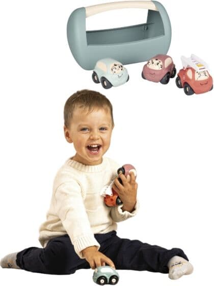 Smoby Little Smoby 3 lekebiler i oppbevaringskasse