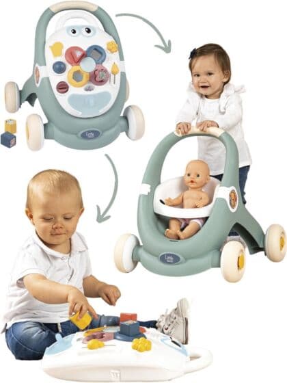 Smoby Little Smoby 3i1 lær-å-gå aktivitetsvogn med avtagbart aktivitetsbrett