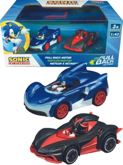 Carrera Team Sonic Racing pull-back lekebiler - Sonic Speed Star og Shadow Dark Reaper
