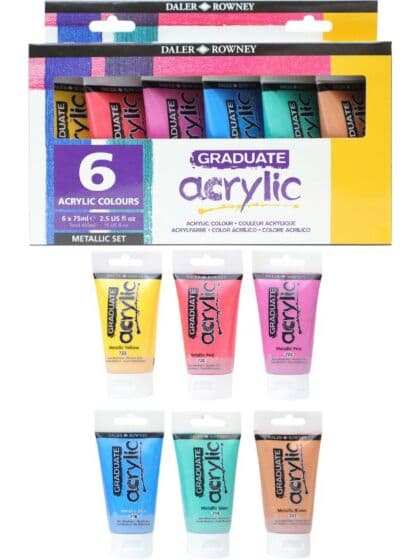 Daler Rowney Graduate akrylmaling i tube - 6 metalliske farger