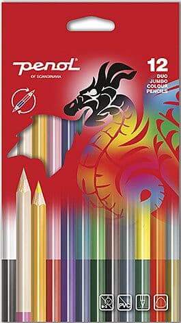 Penol tykke duo-fargeblyanter - 12 stk