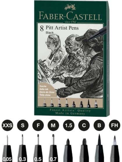 Faber-Castell Pitt Artist blekkpenn - 8 sorte India ink penner