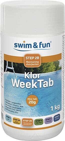 Swim & Fun Klor WeekTab sakte-oppløselige klortabletter 20gr - 1 kg