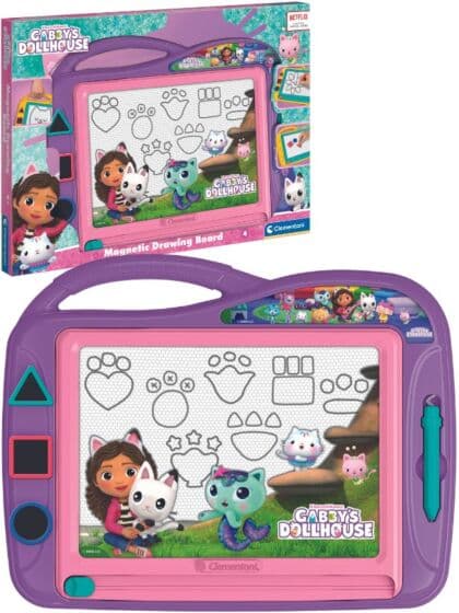 Clementoni Gabbys Dukkehus evighetstavle - magnetisk tegnetavle med penn og stempler