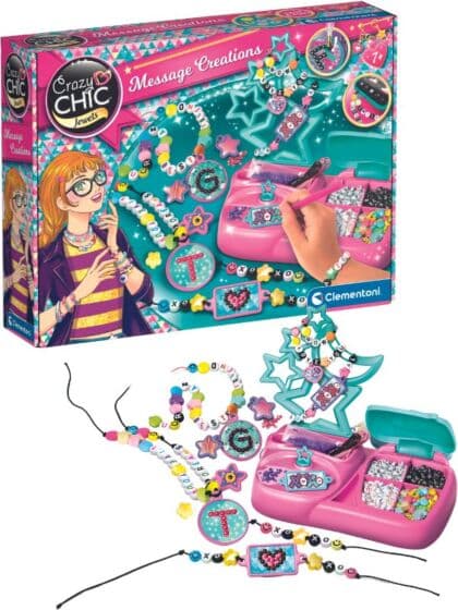 Clementoni Crazy Chic smykkesett - lag smykker og armbånd med bokstavperler og diamantperler