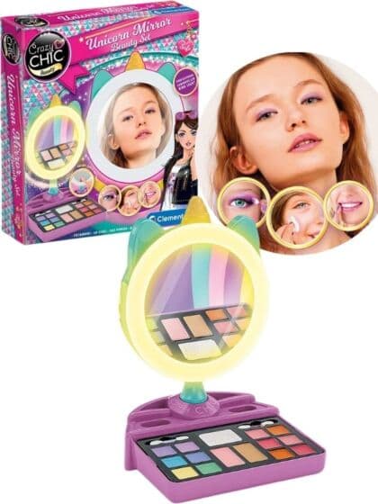 Clementoni Crazy Chic enhjørning sminkespeil med lys og sminke