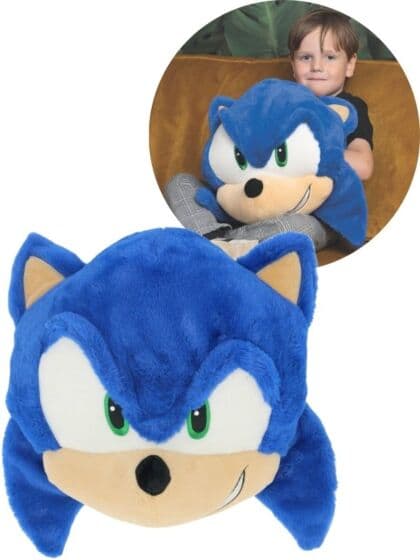 Noxxiez 3-i-1 Sonic The Hedgehog - bamse, håndvarmer og pute - 35 cm