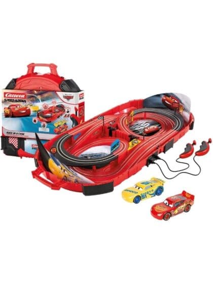 Carrera GO!!! Disney Cars bilbane – Race in a Case med Lynet McQueen og Cruz Ramirez