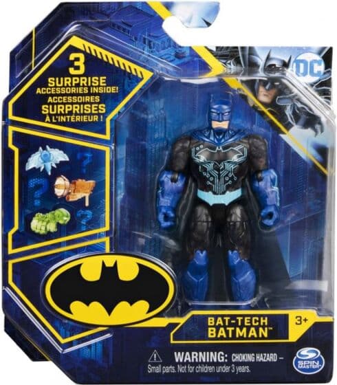 Batman actionfigur med 3 overraskelser - Bat-Tech Batman i sort og blå drakt - 10 cm