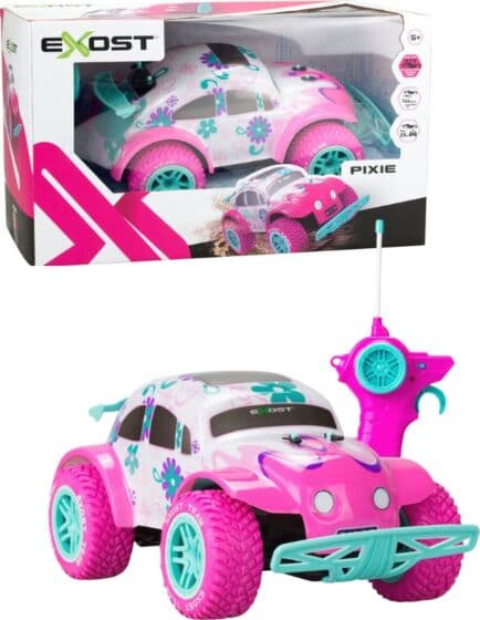 Silverlit Exost Pixie - rosa radiostyrt bil med blomster og terrengdekk - toppfart 12 km/t - 30 cm