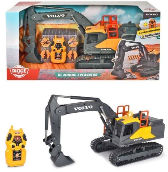Dickie Toys radiostyrt Volvo gravemaskin med lyd og lys - 70 cm lang