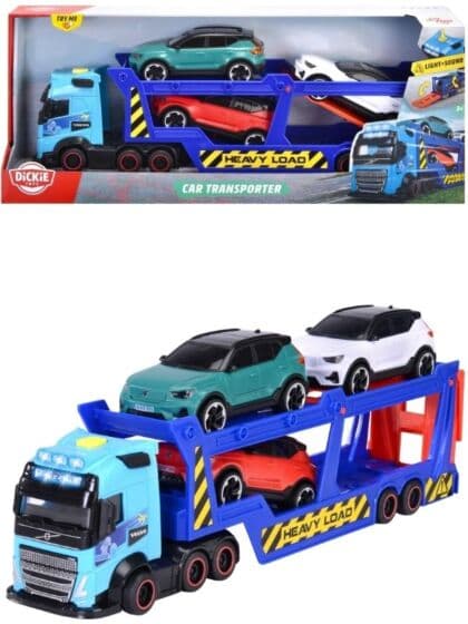 Dickie Toys Volvo FH16 biltransporter med lys, lyd og lekebiler
