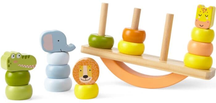 EduFun Balansedyr i tre - med vippestang og 4 dyr