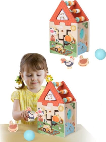 EduFun 2-i-1 aktivitetsleke i tre - med dyrefigurer og lekeball