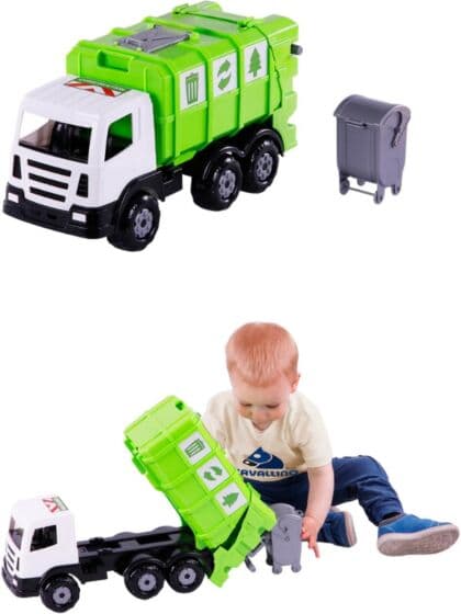 Wader søppelbil med søppeldunk - 42 cm lang