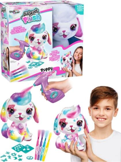 Style 4 Ever Airbrush Plush Puppy - Sett farge på hunde-bamsen din med airbrush-spray