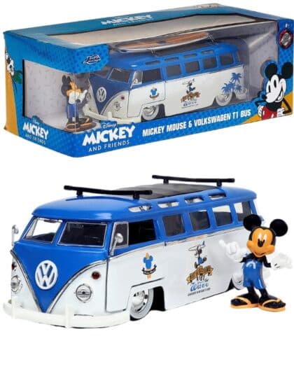 Disney Mikke Mus figur med Volkswagen T1 buss - metall