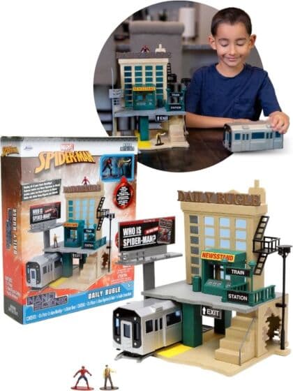 Marvel SpiderMan Nano lekesett i metall - Daily Bugle med to figurer