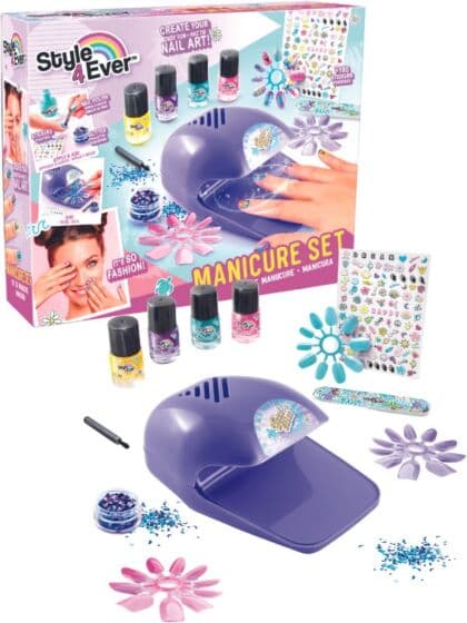 Style 4 Ever Nail Art Manikyrsett med neglelakk, negletørker og tilbehør
