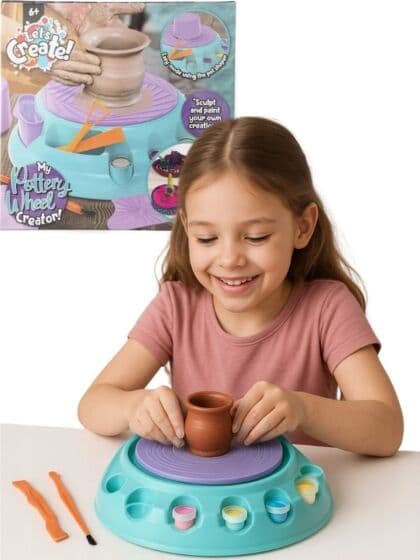 Pottery set for barn – leiresett med dreiehjul og verktøy