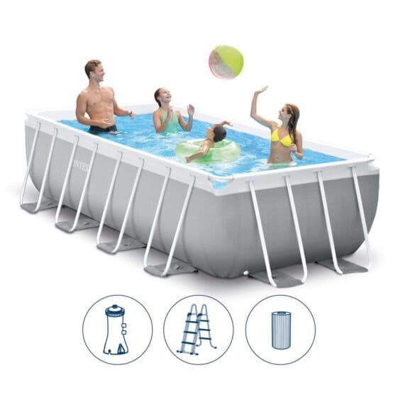 Intex Prism Frame Pool - rektangulært rammebasseng med filterpumpe - 400 x 200 x 100 cm