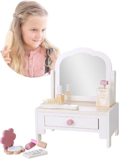 EduFun sminkebord i tre med lekesminke og tilbehør