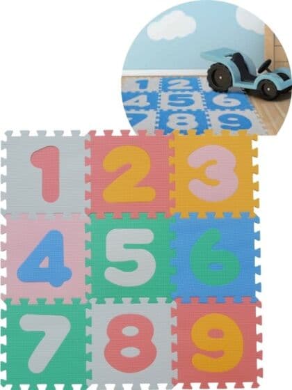Puslematte i skum med tallene 1-9 - totalt 86x86 cm