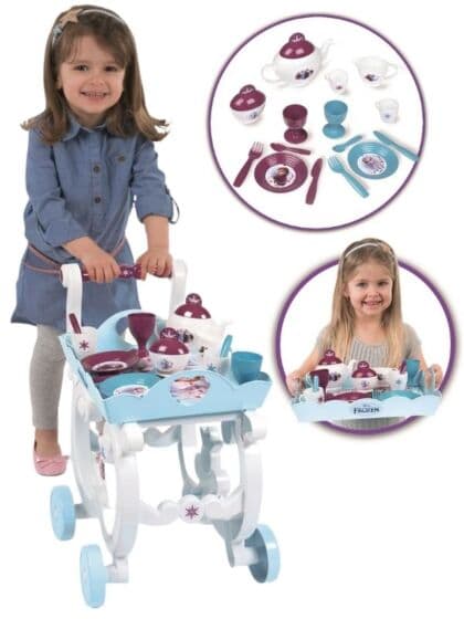 Smoby Disney Frozen stor serveringsvogn med avtakbart brett og lekeservise