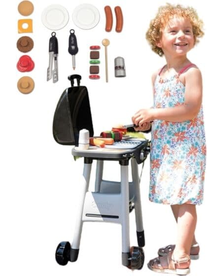 Smoby BBQ grill med lekemat og tilbehør - 18 deler