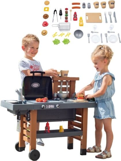 Smoby Hagekjøkken til barn med lekemat og tilbehør - 85 cm