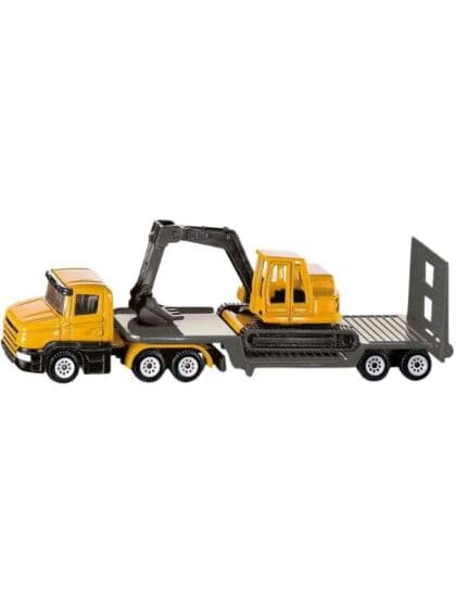 SIKU Lavbygget lastebil med gravemaskin