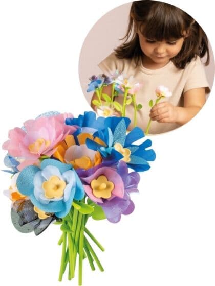 Smoby Blomstersett - lag 16 vakre stoffblomster