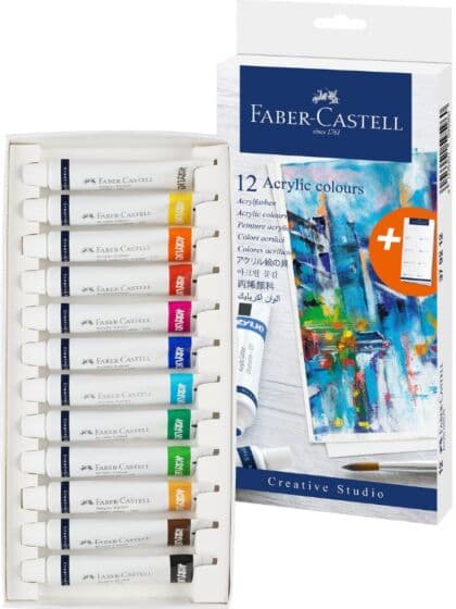 Faber-Castell akrylmaling i tuber - 12 farger