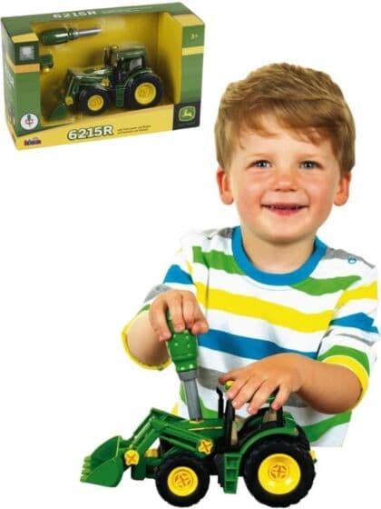 John Deere Leketraktor med frontlaster og skrutrekker